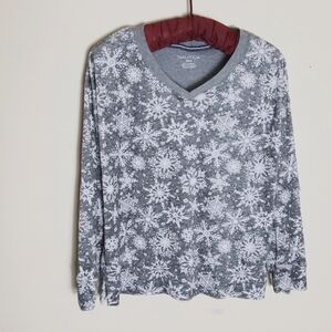 Nautica Women's Fleece Snow Flake PJ Top, Sweat Shirt Size M